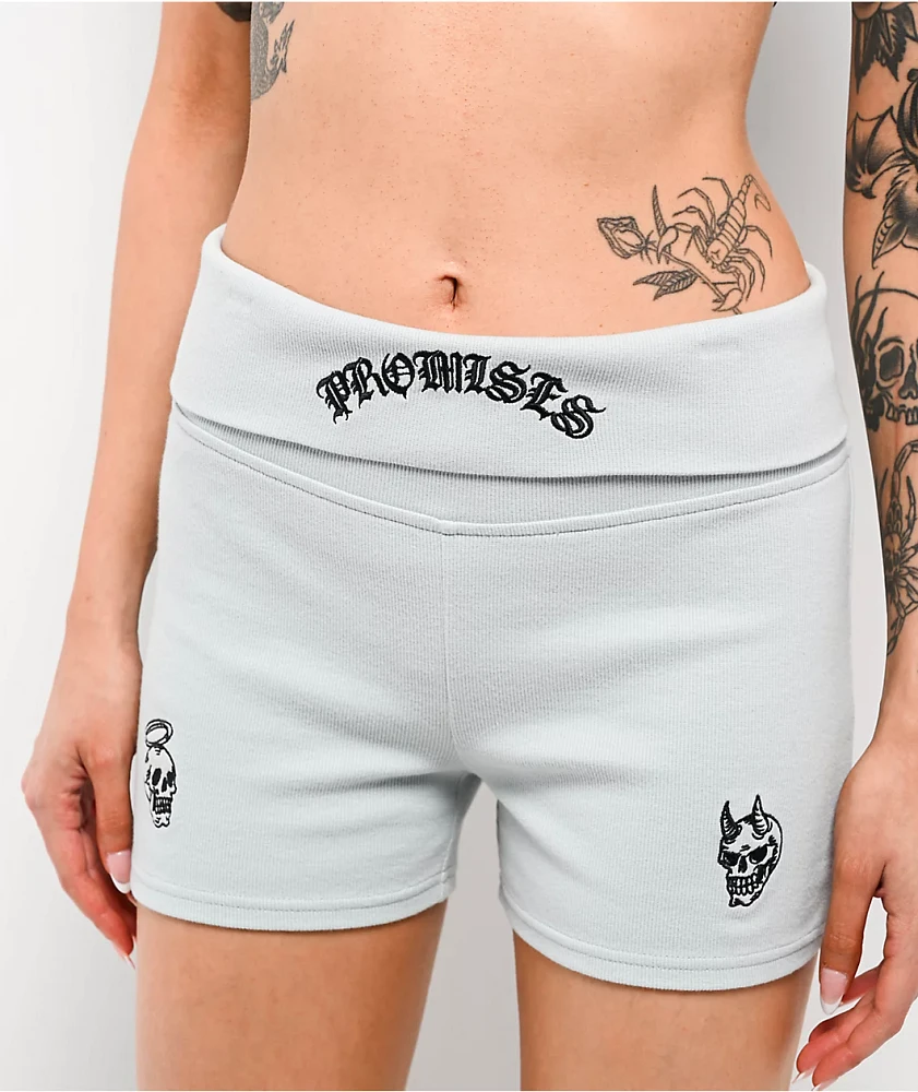 Broken Promises Innocence Light Blue Foldover Shorts