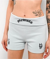 Broken Promises Innocence Light Blue Foldover Shorts