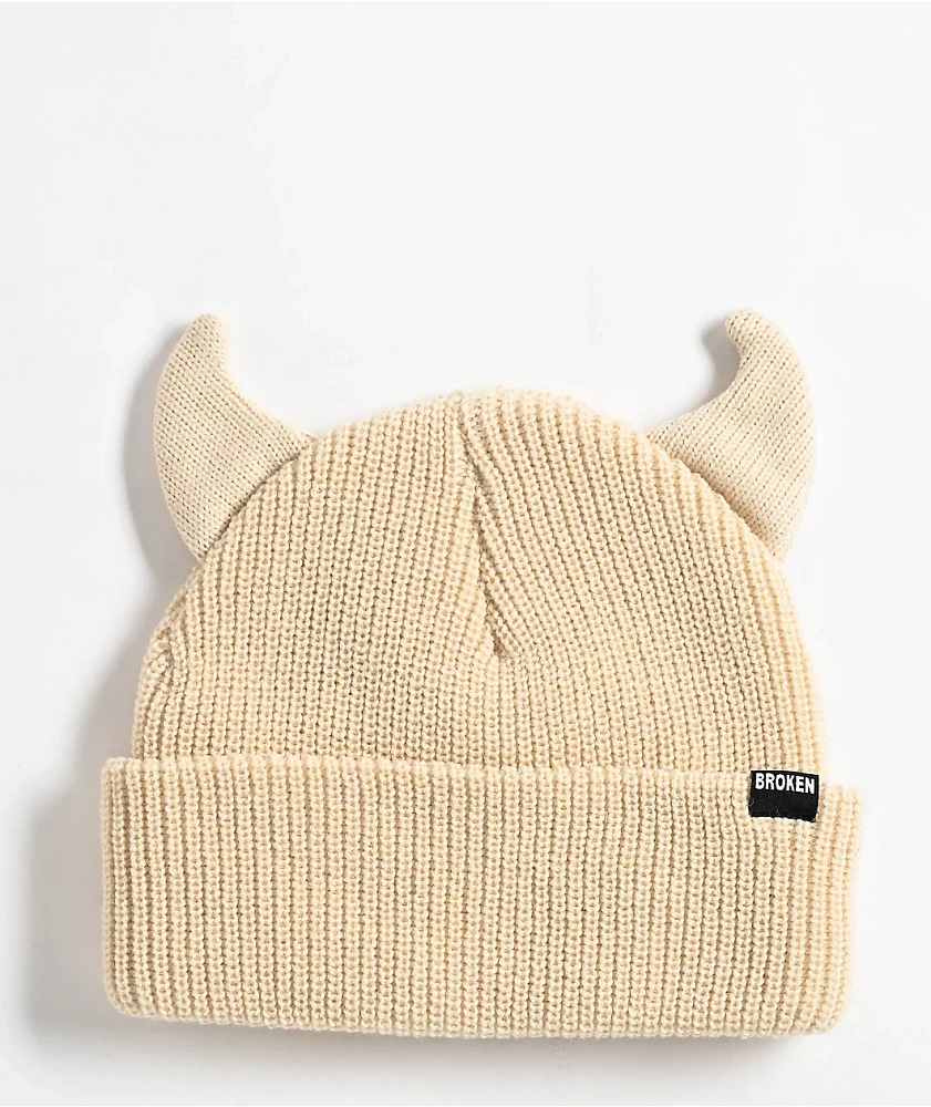 Broken Promises Khaki Horn Beanie