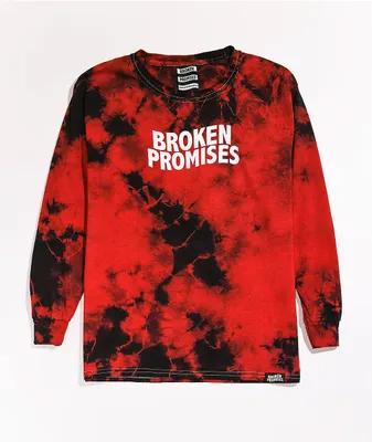 Broken Promises Kids' Wave Logo Red Tie Dye Long Sleeve T-Shirt