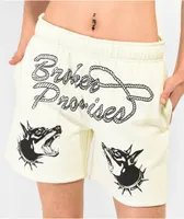 Broken Promises Lasso Cream Sweat Shorts