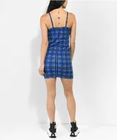 Broken Promises Leash Blue Plaid Tank Dress