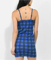 Broken Promises Leash Blue Plaid Tank Dress