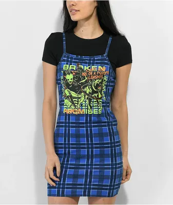 Broken Promises Leash Blue Plaid Tank Dress