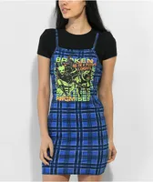 Broken Promises Leash Blue Plaid Tank Dress