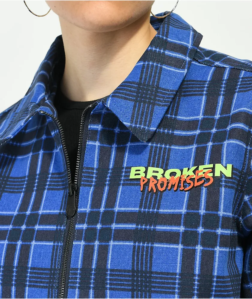 Broken Promises Leash Blue Plaid Work Jacket