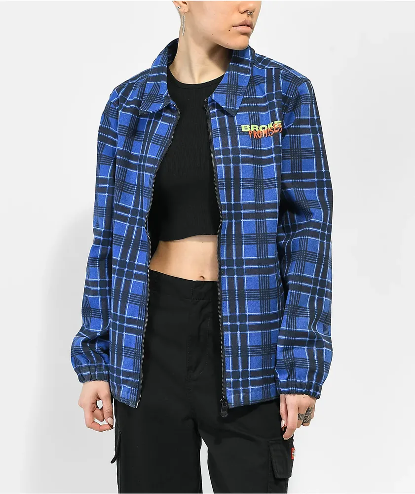 Broken Promises Leash Blue Plaid Work Jacket