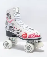 Broken Promises Let's Roll White, Black & Red Roller Skates