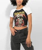 Broken Promises Lockjaw Black & White Raglan Crop T-Shirt