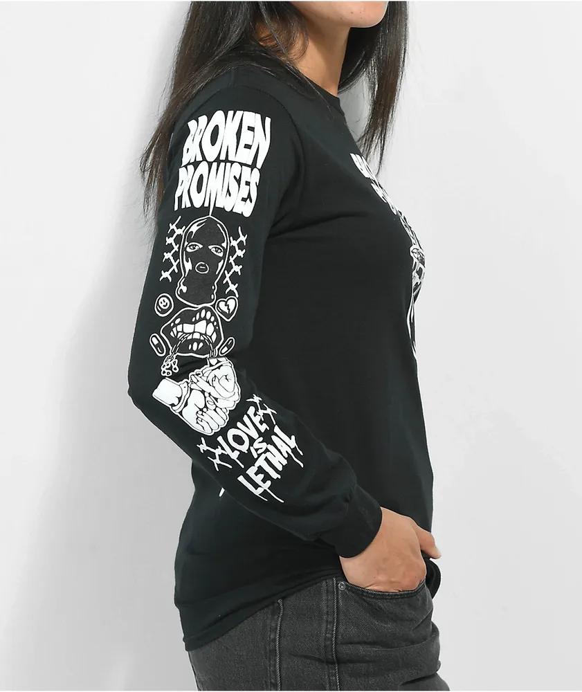 Broken Promises Love Is Lethal Black Long Sleeve T-Shirt 