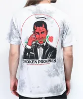 Broken Promises Lucky Lucifer White & Grey Tie Dye T-Shirt