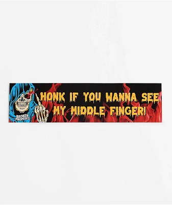 Broken Promises Middle Finger Bumper Sticker