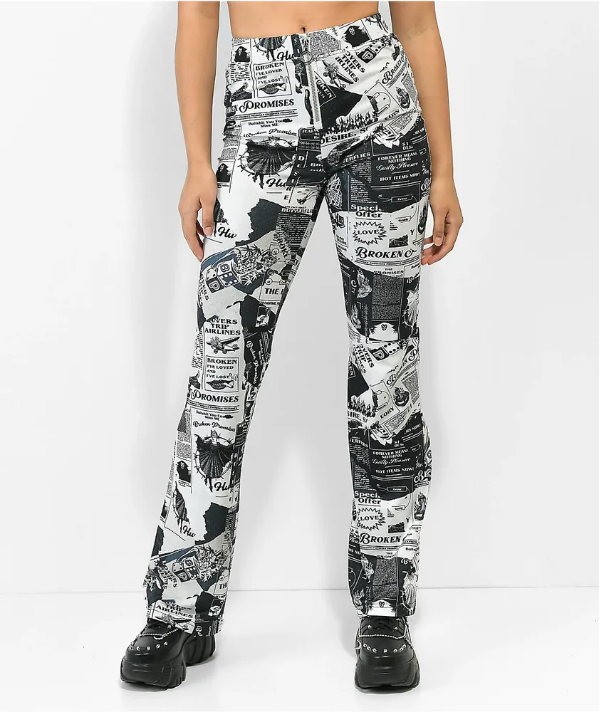 Broken Promises Tropic Disaster Black Flare Pants