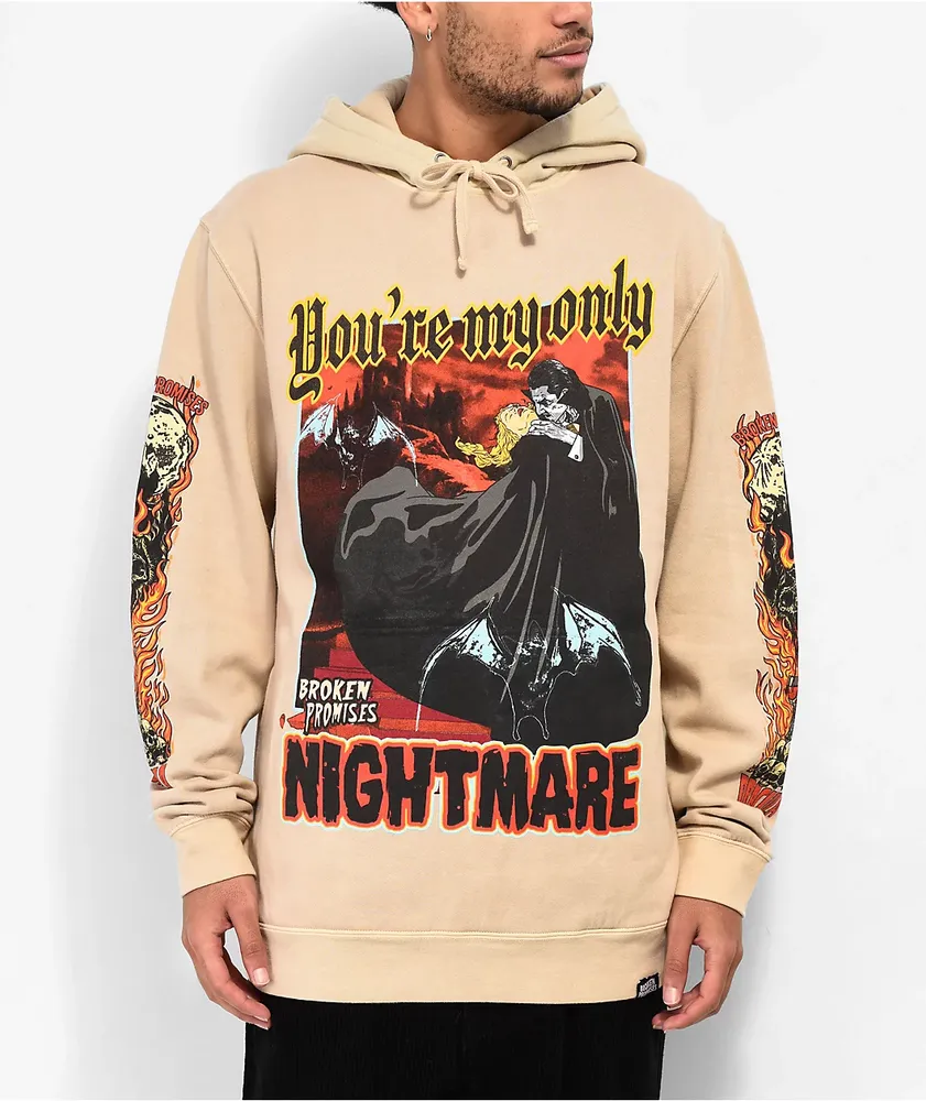 Broken Promises Nightmare Of Horror Tan Hoodie