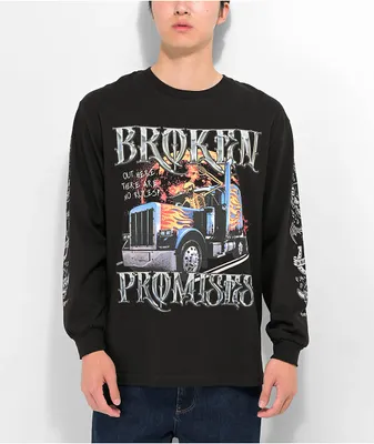 Broken Promises No Rules Black Long Sleeve T-Shirt
