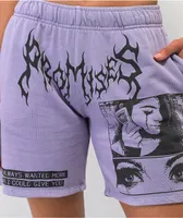 Broken Promises Okay To Cry Purple Sweat Shorts