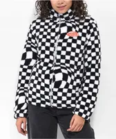 Broken Promises On My Own Black & White Checkered Sherpa Fleece Jacket