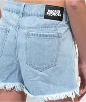 Broken Promises Outsider Split Light Blue Denim Shorts