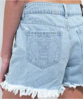 Broken Promises Outsider Split Light Blue Denim Shorts