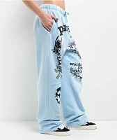 Broken Promises Pain & Pleasure Blue Rhinestone Sweatpants