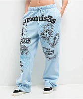 Broken Promises Pain & Pleasure Blue Rhinestone Sweatpants