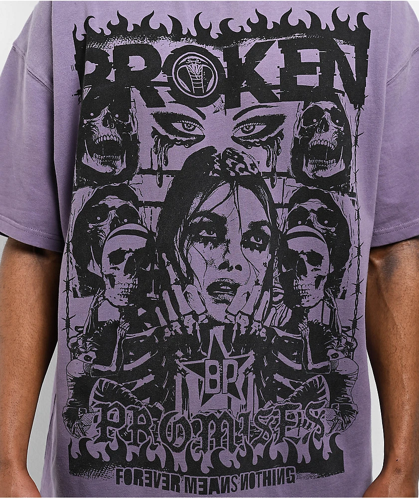 Broken Promises Paranoid Purple Wash Oversized T-Shirt