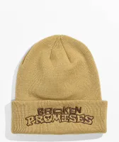 Broken Promises Pay Attention Beige Beanie