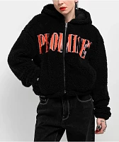 Broken Promises Pegasus Black Sherpa Zip Hoodie