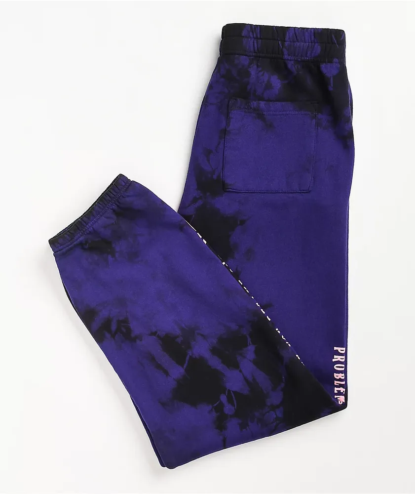 Broken Promises Problems Purple & Black Tie Dye Sweatpants