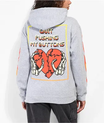 Broken Promises Pushing My Buttons Grey Hoodie