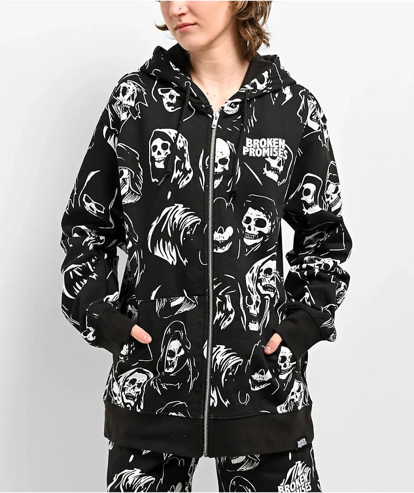 Broken Promises Reaper Guide Black Zip Hoodie