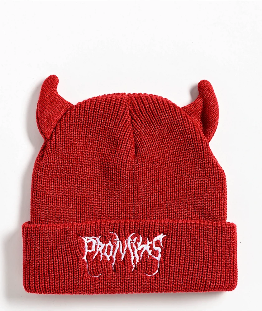 Broken Promises Red Horn Beanie