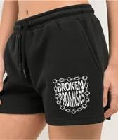 Broken Promises Repetition Black Sweat Shorts