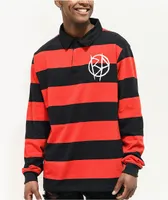 Broken Promises Riot Red & Black Stripe Rugby Shirt