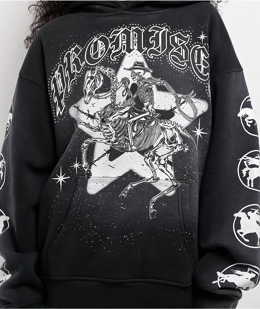 Broken Promises Rodeo Star Black Wash Hoodie