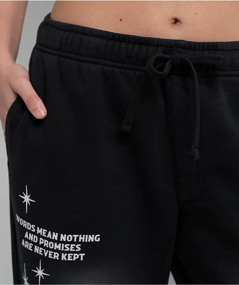 Broken Promises Rodeo Star Black Wash Sweatpants
