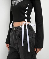 Broken Promises Rootstock Ribbon Black Long Sleeve Crop T-Shirt