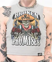 Broken Promises Scarecrow Gray Ribbed Crop Tank Top