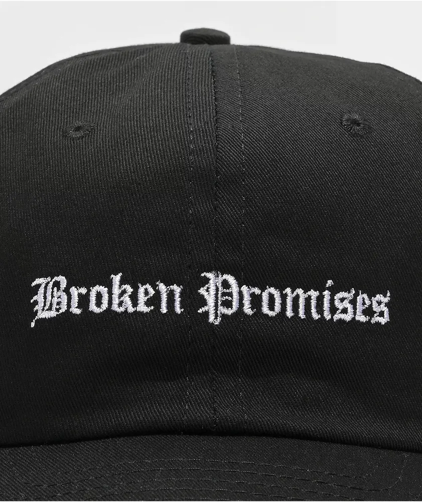 Broken Promises Slogan Black Strapback Hat