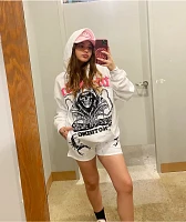 Broken Promises Soulless Rhinestoned White Sweat Shorts