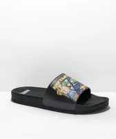 Broken Promises Spinning Out Black Slide Sandals