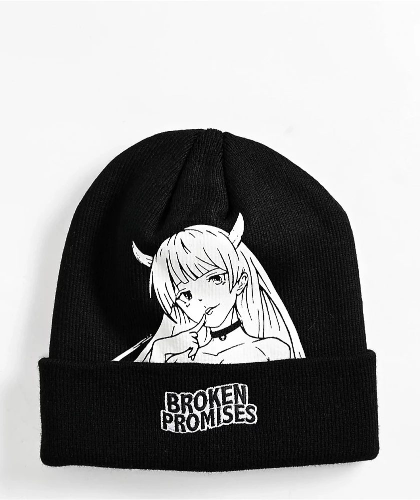 Broken Promises Star Girl Black Beanie