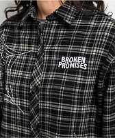 Broken Promises Stoned Web Black Flannel Shirt