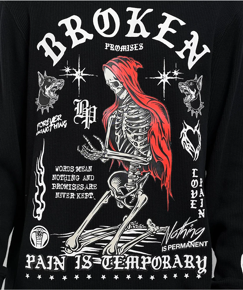 Broken Promises Temporary Black Thermal Long Sleeve T-Shirt