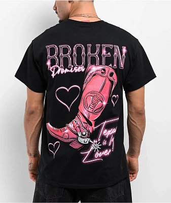 Broken Promises Texas Is For Lovers Black T-Shirt