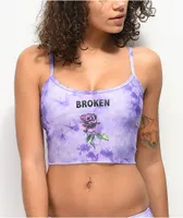 Broken Promises Thornless Purple Tie Dye Cami Bikini Top