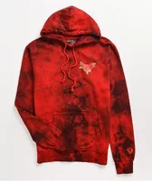 Broken Promises Trio Of Roses Red Tie Dye Hoodie