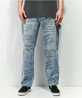 Broken Promises Triple Text Light Blue Carpenter Jeans