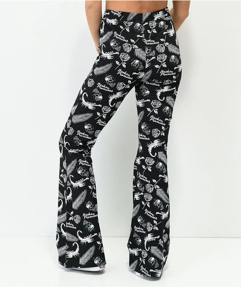 Broken Promises Tropic Disaster Black Flare Pants