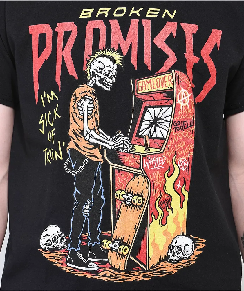 Broken Promises Try Again Black T-Shirt
